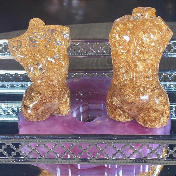 Gold Nude Woman Body Mini Statue Resin Art - Picture 4 of 16